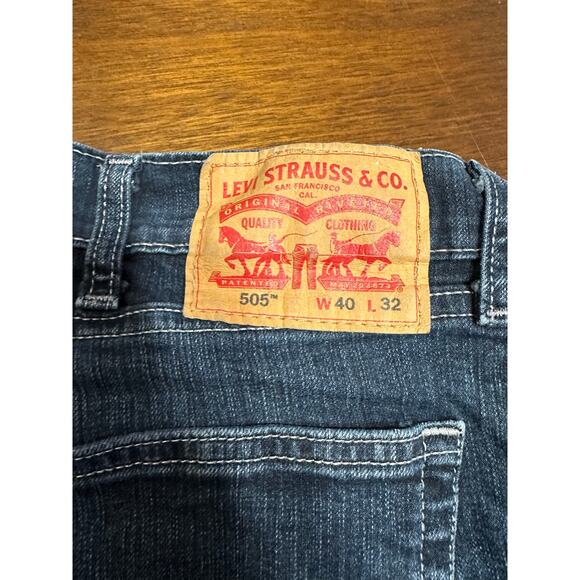 Levis 505 Jeans Men Blue 40x32 Cowboy Classic Western Dark Academia Twee Aztec - Picture 2 of 10
